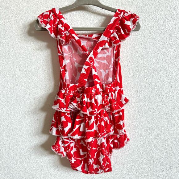 Posh Peanut x LOFT Red Floral Ruffled Strap Bubble Romper 18-24 months - Picture 3 of 6
